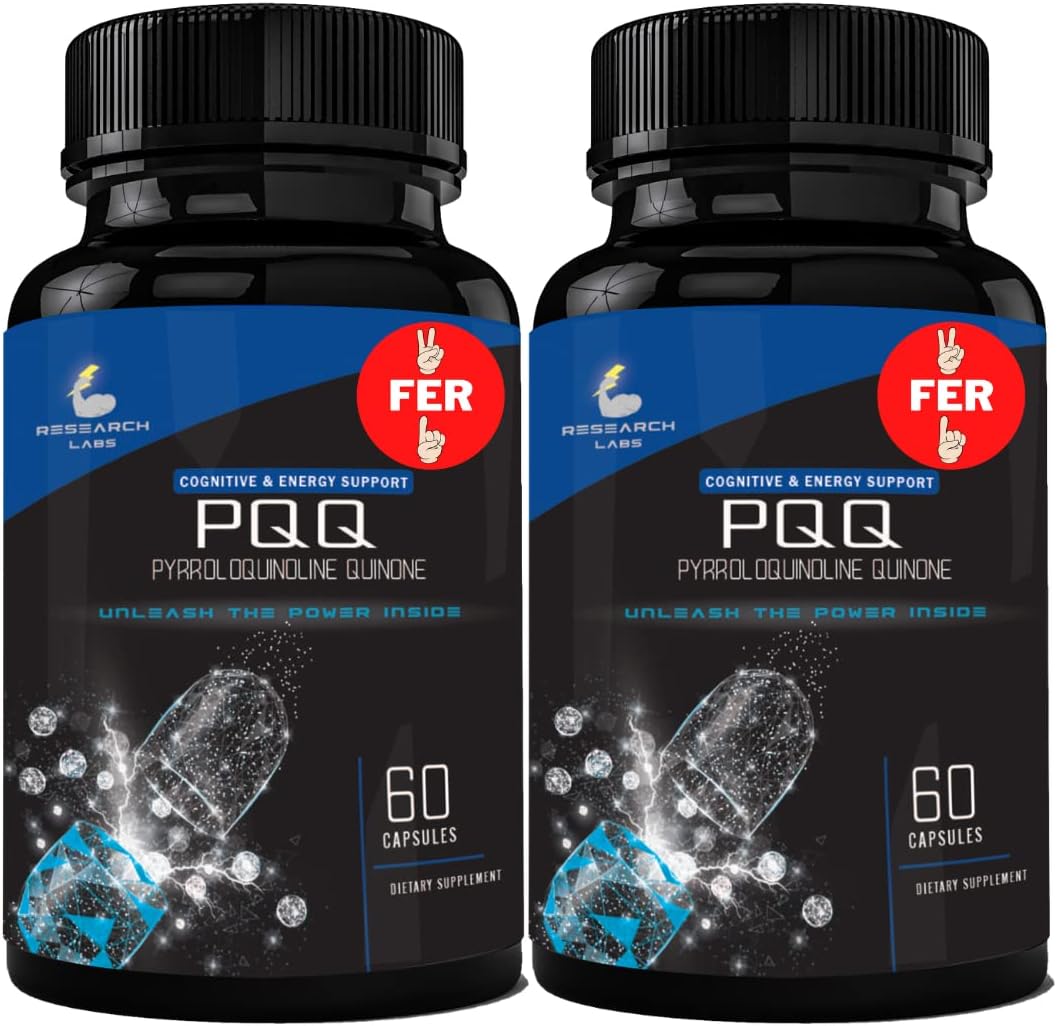 Research Labs Ultra Alta Pureza PQQ 20mg Cápsulas, 120 Cápsulas – Suplemento de Pirroloquinolina Quinona para Energía, Corazón y Cognitivo