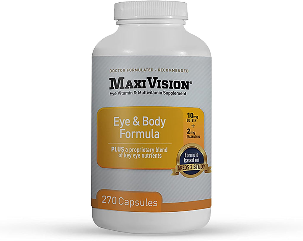 MaxiVision Eye & Body Formula - Basado en el estudio AREDS 2 - 270 Cápsulas - 1 Frasco