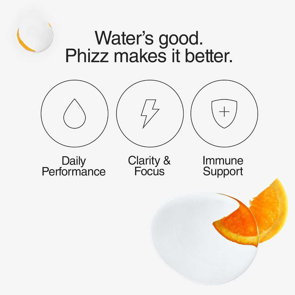 Phizz Electrolyte Multivitamin Rehydration Tablets - 19 Vitaminas y Minerales, Naranja (20 Comprimidos)