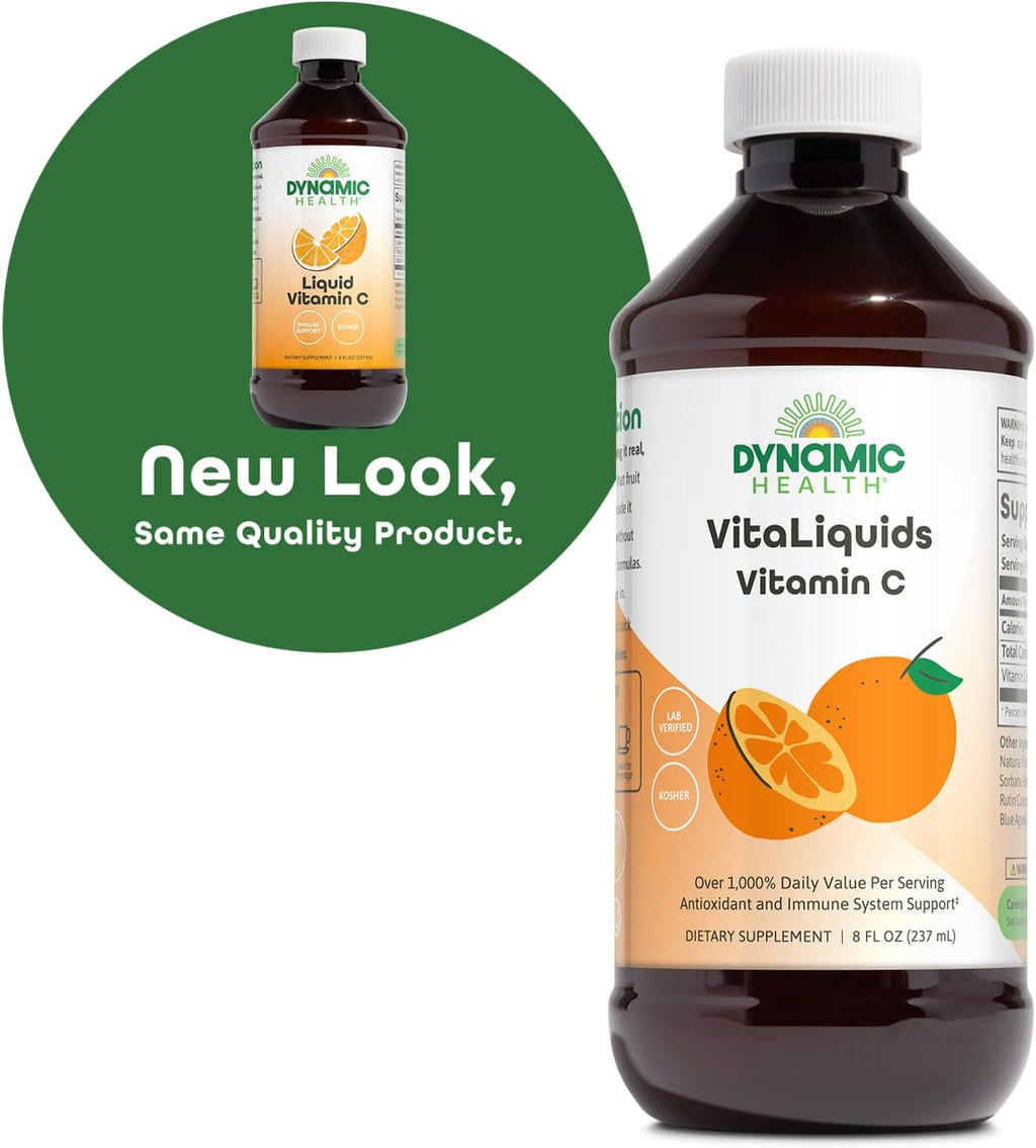 Dynamic Health VitaLiquids Vitamina C 1000 mg - Líquido con rosa mosqueta y bioflavonoides cítricos, 473 ml