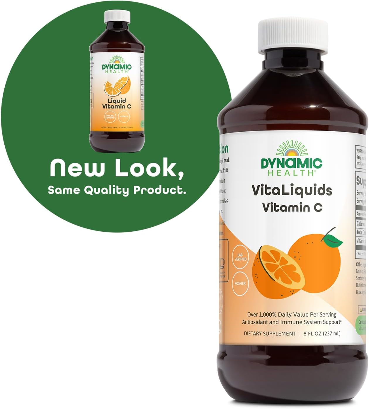 Dynamic Health VitaLiquids Vitamina C 1000 mg - Líquido con rosa mosqueta y bioflavonoides cítricos, 473 ml