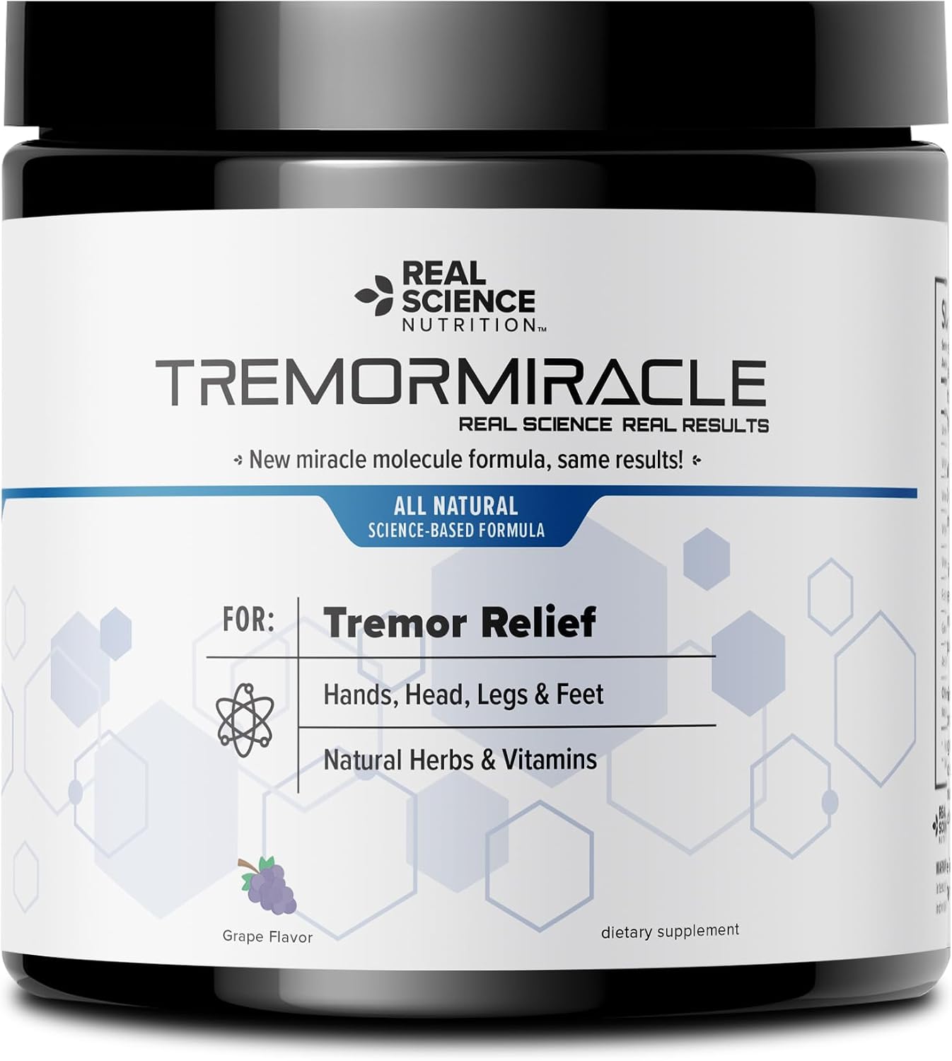 Tremor Miracle - Suplemento en polvo para temblores esenciales (380g, Sabor uva)