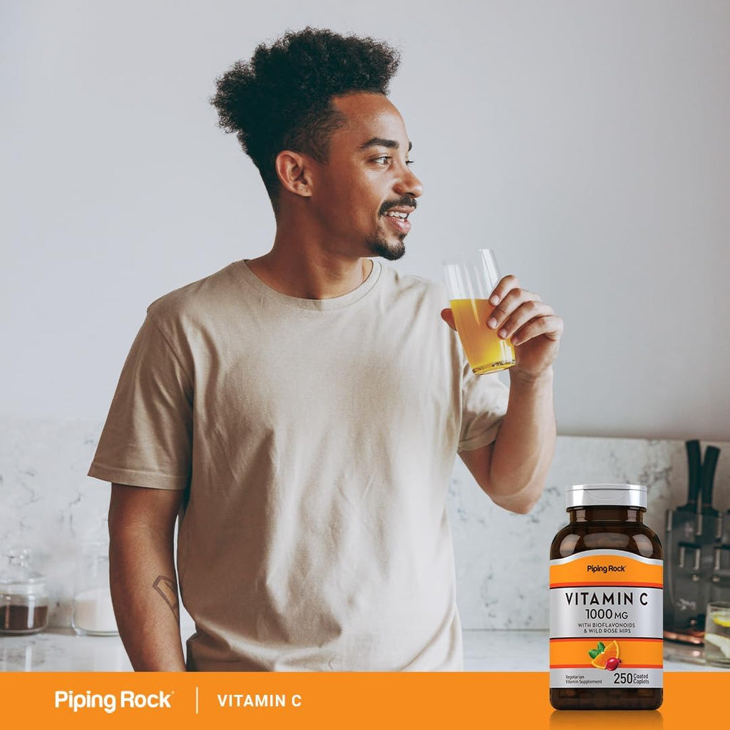 Piping Rock Vitamina C 1000 mg | 250 Caplets | con Bioflavonoides y Escaramujo | Vegetariano, No-OGM, Sin Gluten