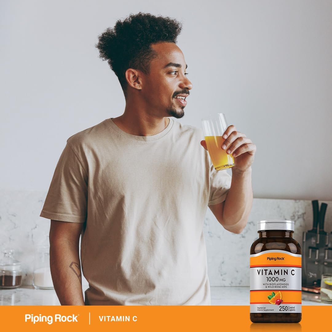 Piping Rock Vitamina C 1000 mg | 250 Caplets | con Bioflavonoides y Escaramujo | Vegetariano, No-OGM, Sin Gluten