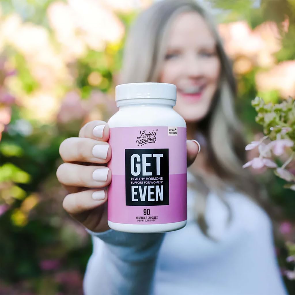 LIVELY VITAMIN CO. Get Even - Equilibrio Hormonal Femenino - Reduce Síntomas de Período, PMS y Menopausia - 90 Cápsulas