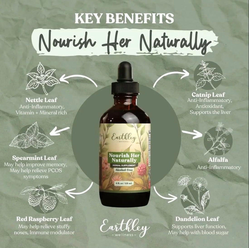 Earthley Wellness Nourish Her Naturalmente - Multivitamínico Líquido Botánico para Mujer