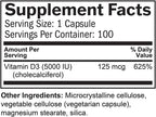 BRAINMD Dr Amen Vitamina D3 5000 UI, 100 Softgels - Colecalciferol de Alta Potencia - Sin Gluten