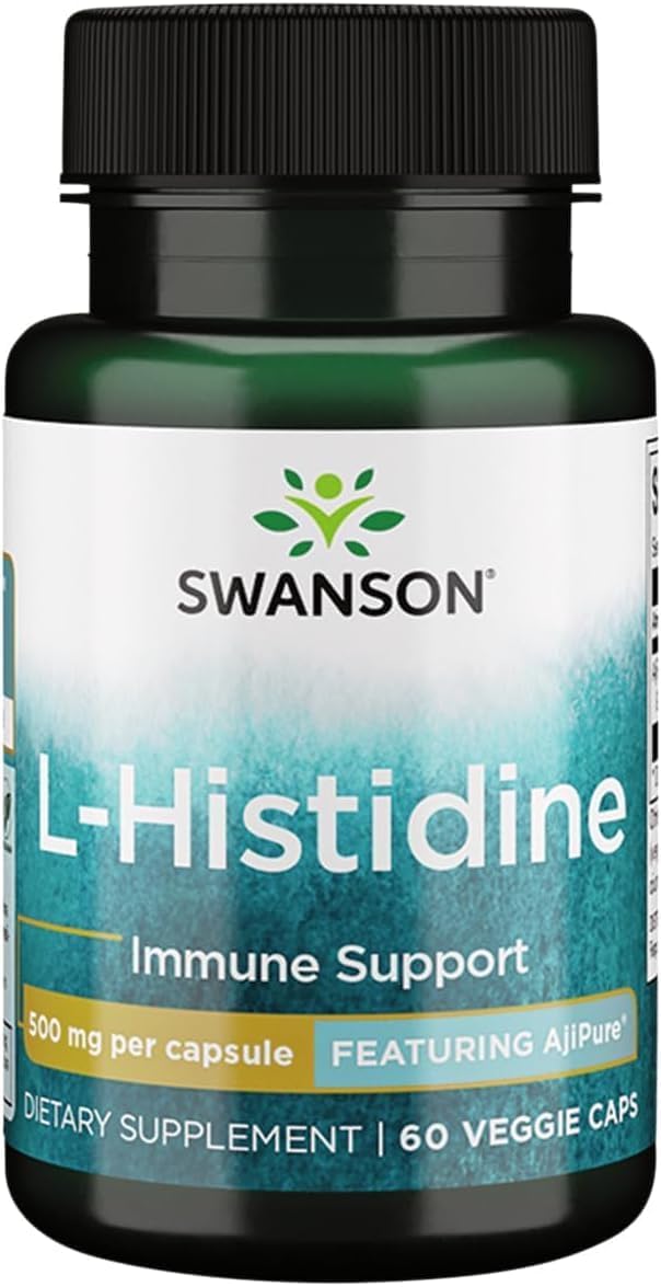 Swanson AjiPure L-Histidina 500 mg - 60 Cápsulas Veganas
