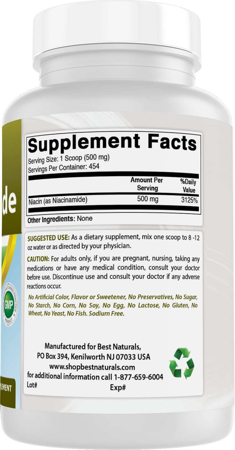 Best Naturals Niacinamida (Vitamina B3) en Polvo Pura 227 g