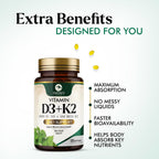 Vitamina D3 K2 - Complejo 2 en 1 de Vitamina D y K2 (MK-7) - 4000 UI por Cápsula Blanda - Sin Gluten - 120 Cápsulas Blandas