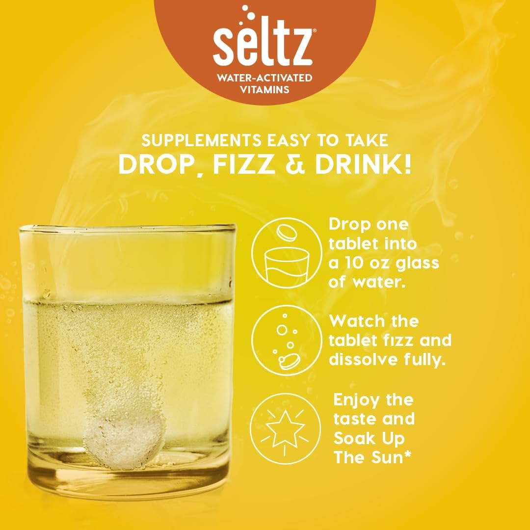 Seltz Vitamin D3 Drink Tablets - 5000 IU, Comprimidos Efervescentes, Sabor Mango Naranja, Sin Azúcar Añadido, 120 Comprimidos