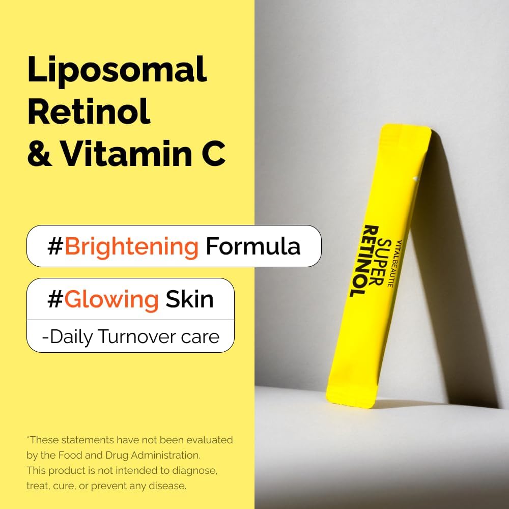 VITALBEAUTIE Super Retinol - Suplemento de retinol liposomal ingerible con vitamina C, 30 sobres