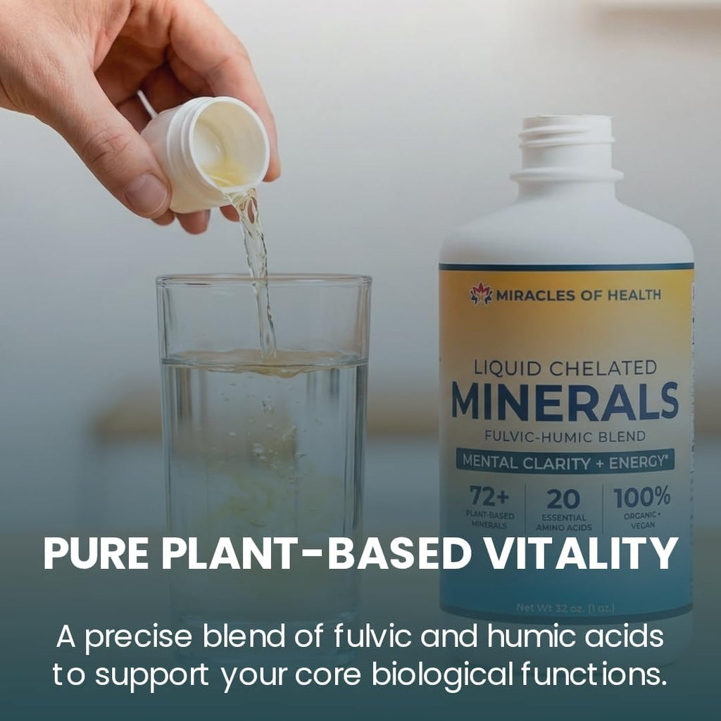 Minerales Quelados Líquidos - Complejo Húmico y Fúlvico - 72+ Minerales Vegetales - 946 ml