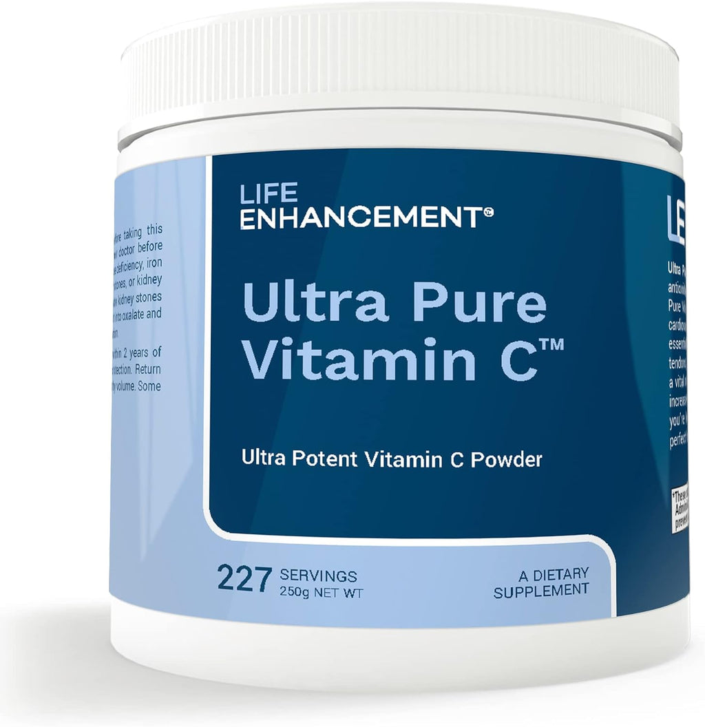 Life Enhancement Ultra Pure Vitamina C en Polvo - 1,100 mg Ácido Ascórbico - 227 Raciones