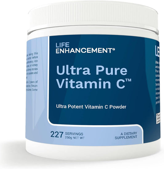 Life Enhancement Ultra Pure Vitamina C en Polvo - 1,100 mg Ácido Ascórbico - 227 Raciones