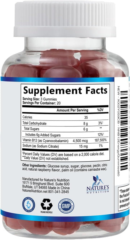 B12 Energy Gummies - 4500 mcg de Vitamina – El metabolismo energético normal , ayudando a convertir los alimentos – Image 9