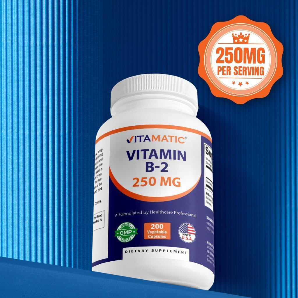 Vitamina B2 (Riboflavina) 250 mg – 200 Cápsulas Vegetarianas – Vitamatic