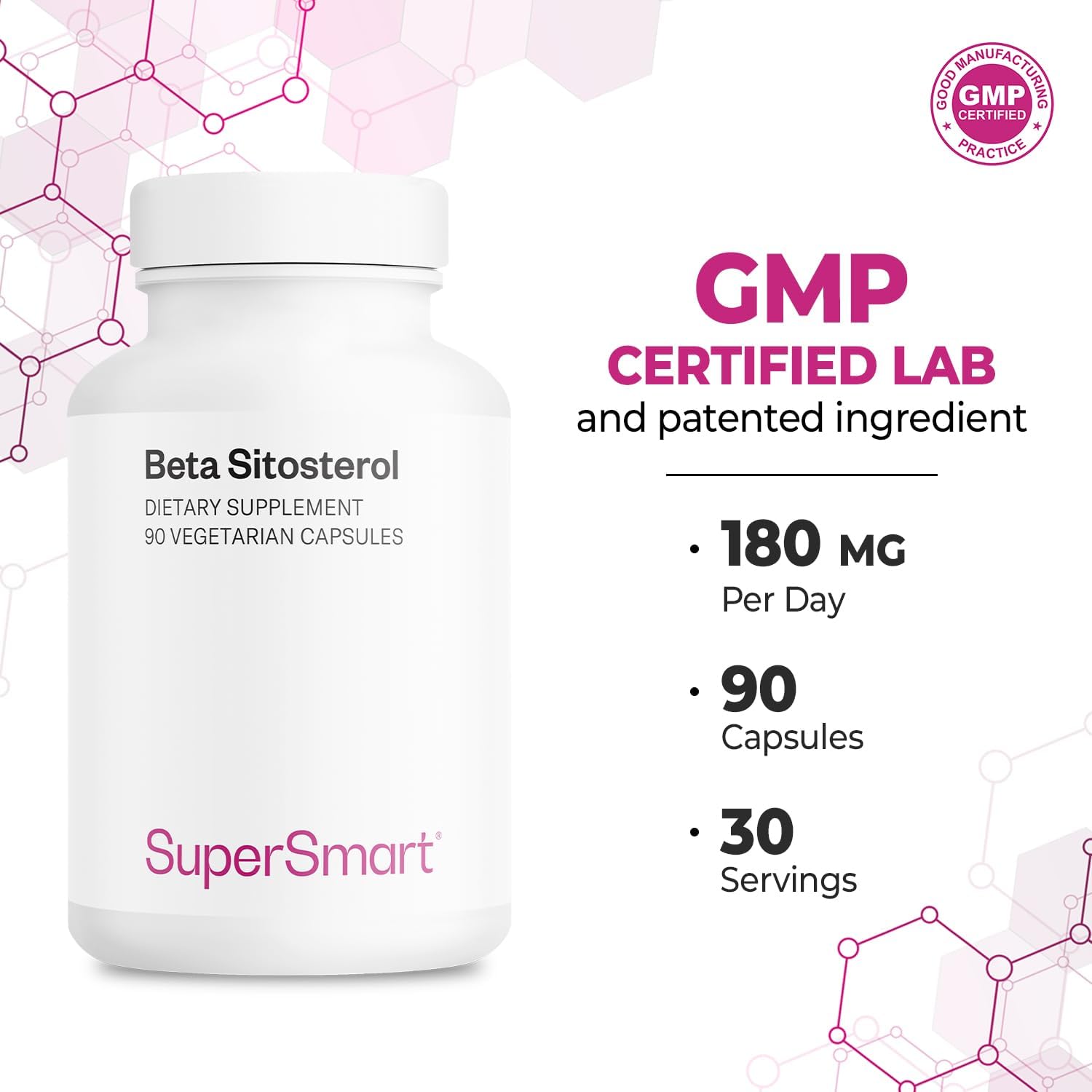 Supersmart Beta-Sitosterol 180mg - 90 Cápsulas Vegetarianas