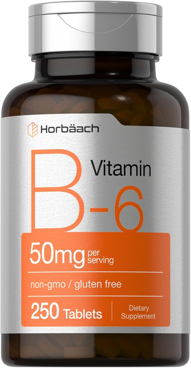 Horbäach Vitamina B6 50mg | 250 Comprimidos | Sin Gluten y No-GMO