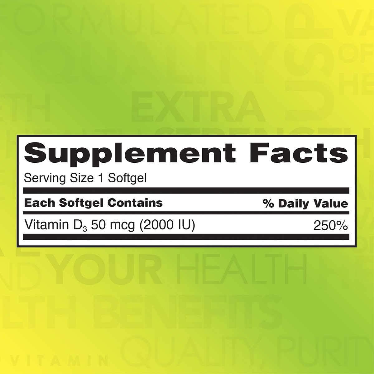 Kirkland Signature Vitamina D3 Extra Strength 50 mcg (2000 UI), 600 Cápsulas Blandas (Pack de 2)