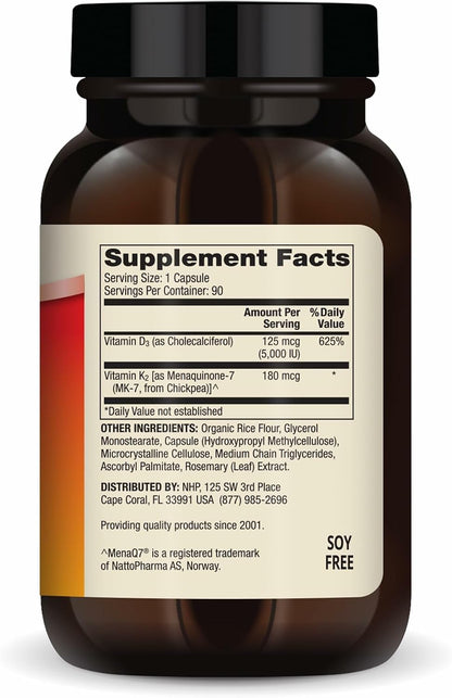 Dr. Mercola Vitamina D3 y K2 - 5.000 UI D3 + – La vitamina D contribuye al mantenimiento de los niveles normales – Image 2
