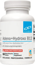 XYMOGEN Adeno+Hydroxo B12 - 2500 mcg Vitamina B12 No Metilada - Comprimidos de Disolución Rápida Sabor Punch de Frutas - 60 Comprimidos