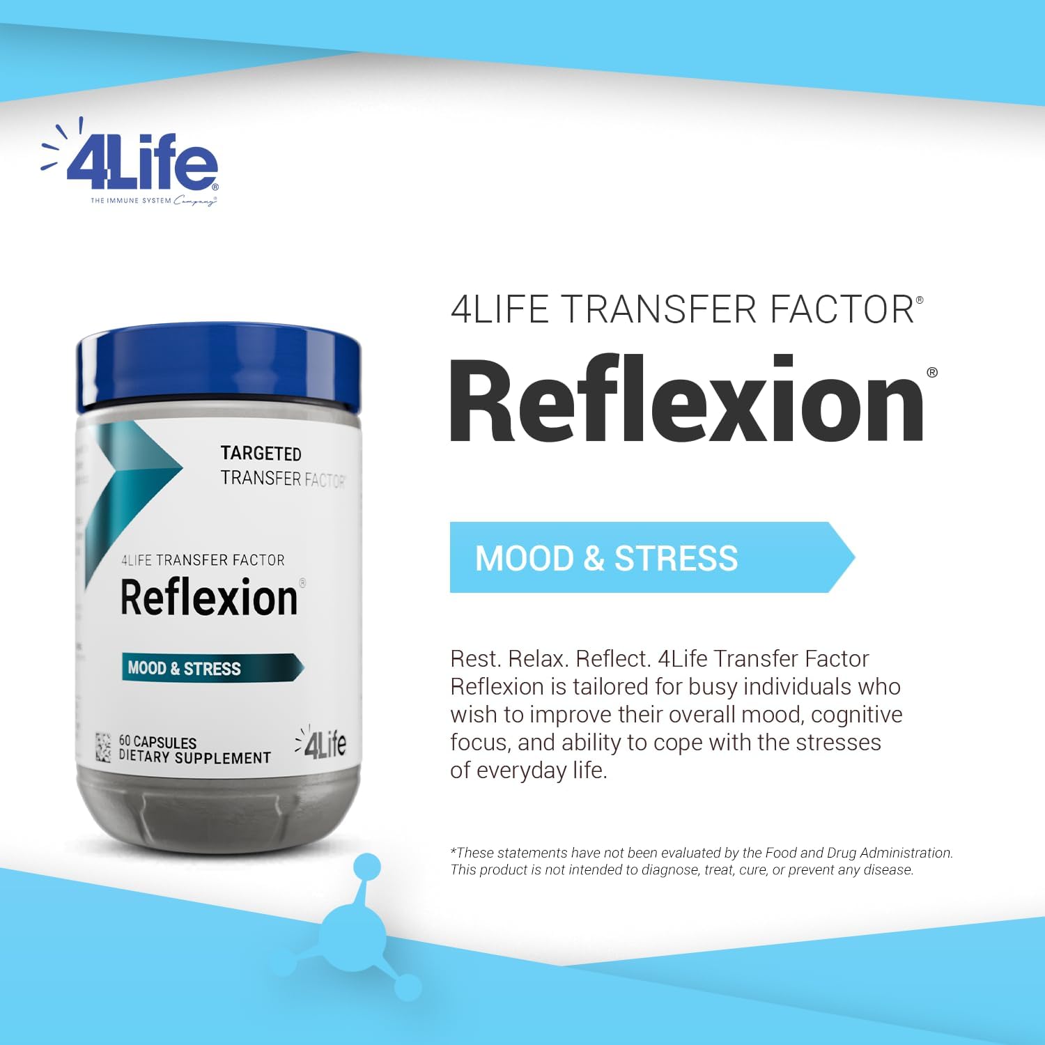 4Life Transfer Factor Reflexion: Apoyo al Estado de Ánimo con L-Theanina, 60 Cápsulas