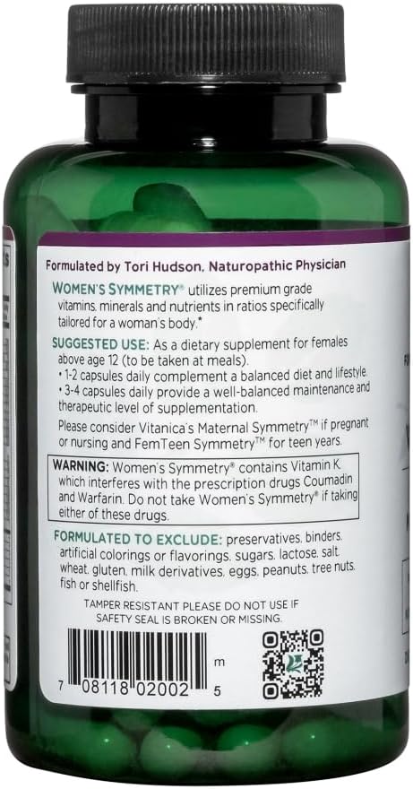 Vitanica Women's Symmetry, Multivitamin and High Potency Mineral, Vegan, 90 Capsules