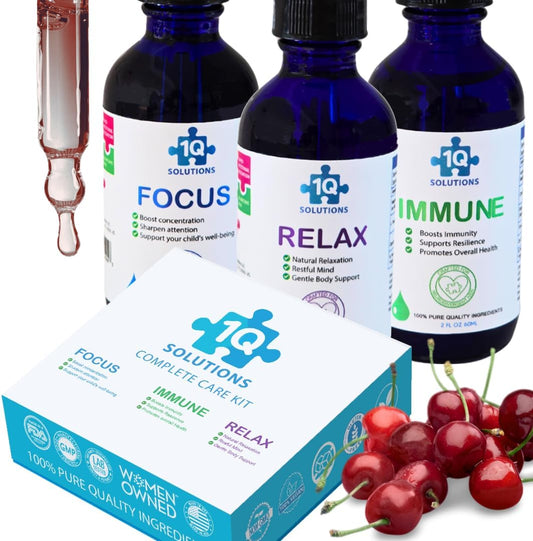 Kit de Salud 1Q Kids: Enfoque, Sueño e Inmunidad - 3 Suplementos Líquidos