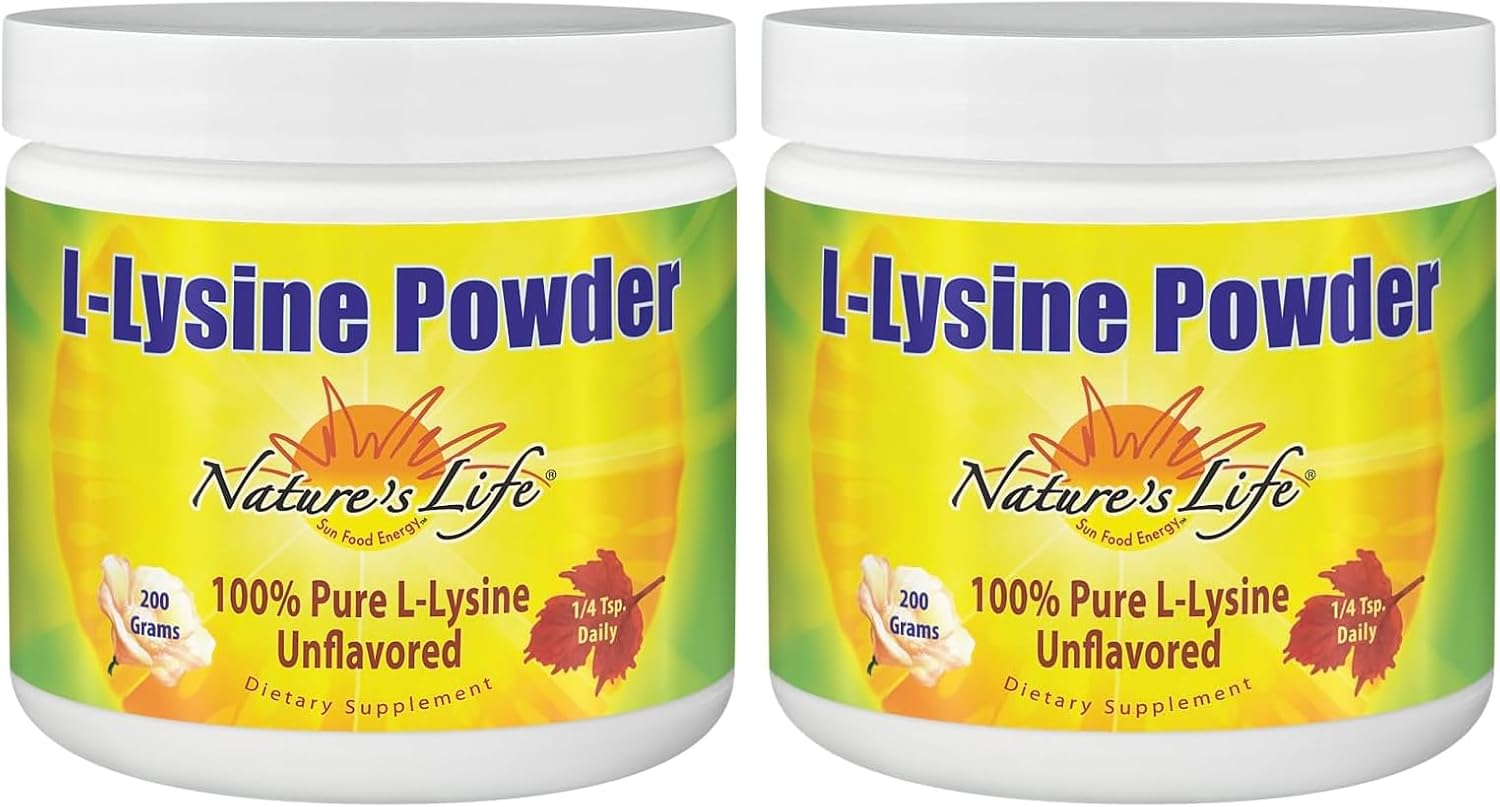 Nature's Life L-Lisina en Polvo | Ayuda a Apoyar la Función Inmunológica | 100% Pura Natural | 435 mg por Ración | 460 Raciones | Sin Sabor | Vegetariano