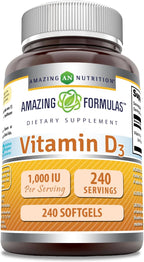 Amazing Formulas Vitamina D3 1000 IU | 240 Cápsulas Blandas