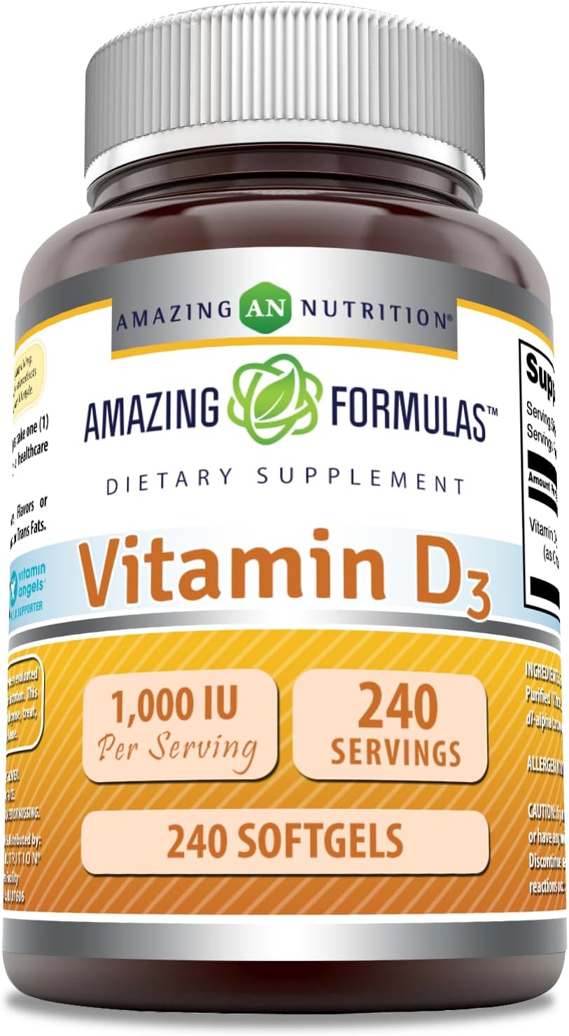 Amazing Formulas Vitamina D3 1000 IU | 240 Cápsulas Blandas