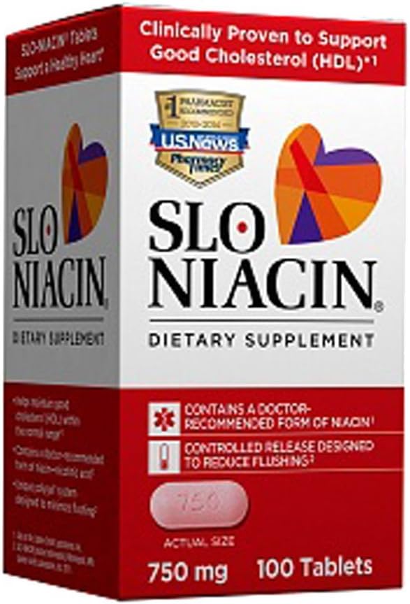 Slo-Niacin Polygel Niacina de Liberación Controlada, 750 mg, 100 Comprimidos