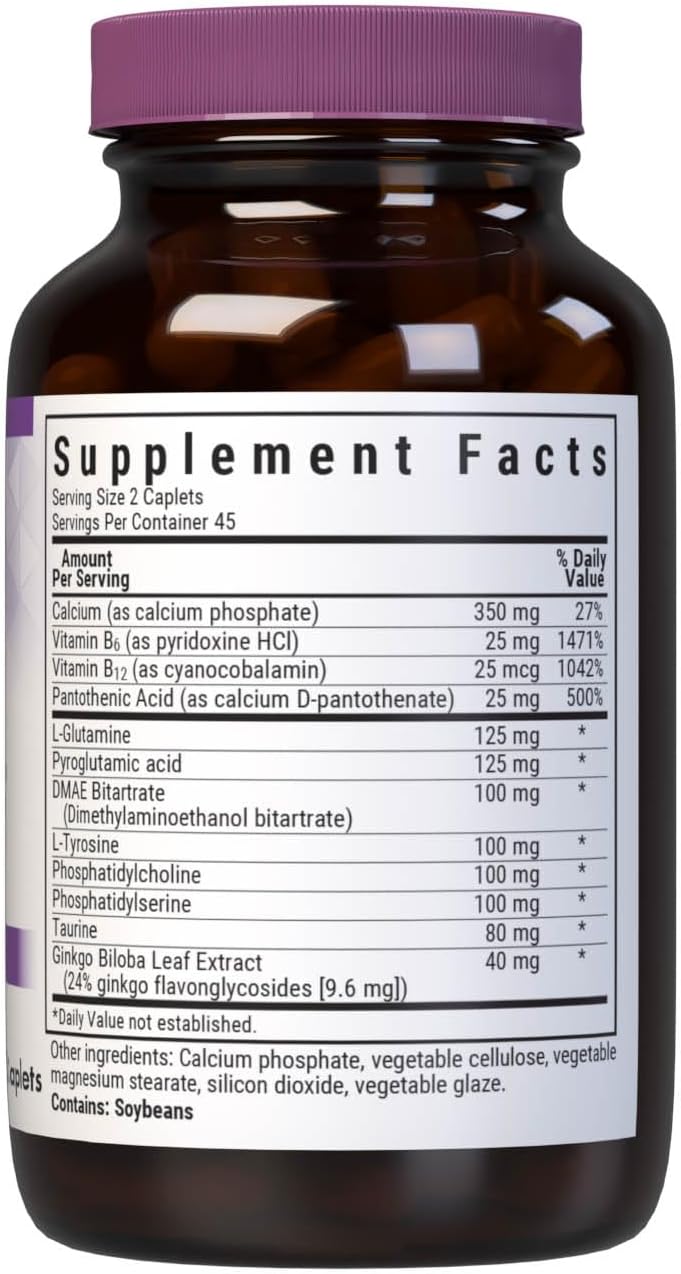 BlueBonnet Nutrition Power Thought - Suplemento Nootrópico para el Cerebro con Fosfatidilserina, Vitaminas B, Ginkgo y L-Tirosina - 90 Comprimidos