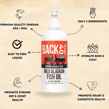 Back 40 Dogs Aceite de Pescado Salvaje de Alaska para Perros y Gatos - 473 ml – Image 5