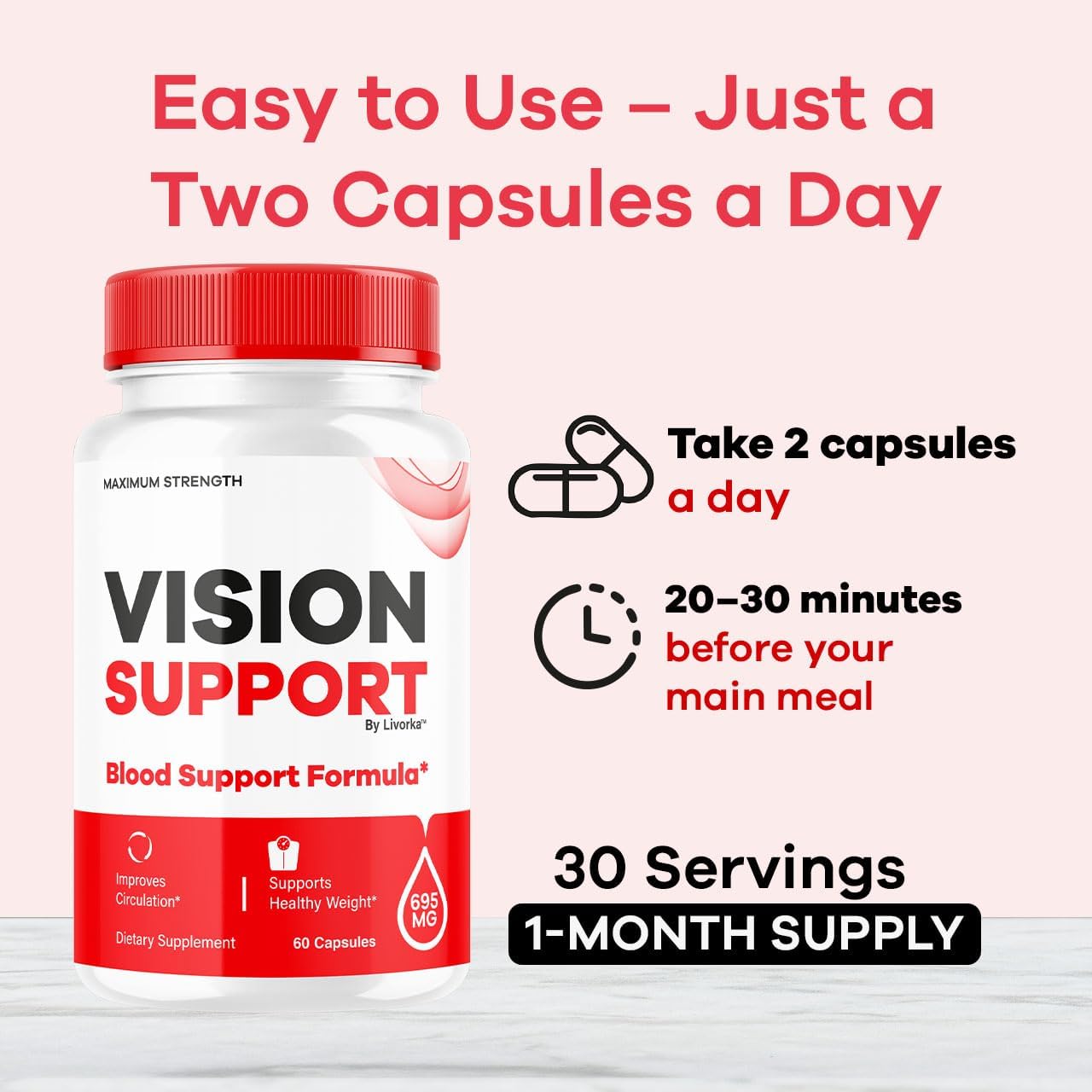 Vision Support - Suplemento para la Visión, Cápsulas Naturales, 60 unidades