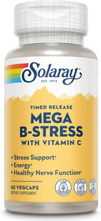 SOLARAY Mega Vitamin B-Stress - B Complex with Vitamin C, Sustained Release, 240 Tablets