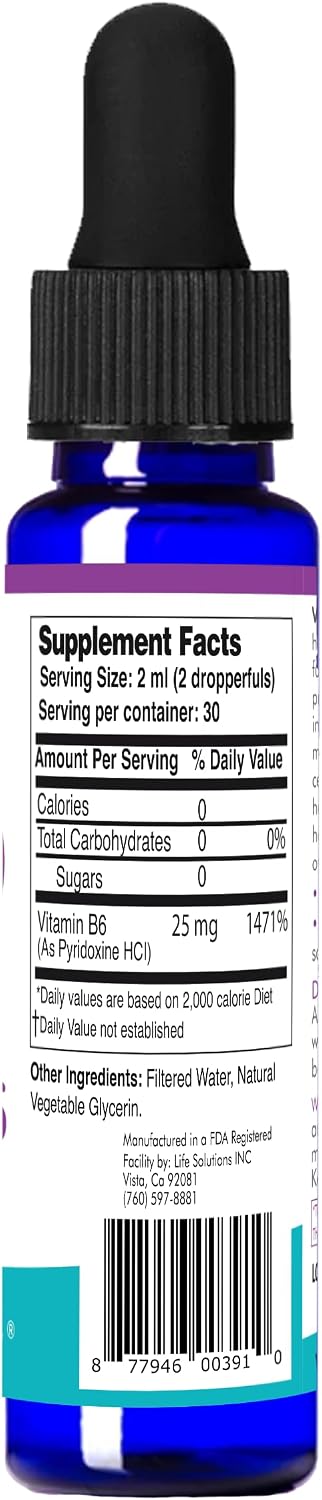 Life Solutions Vitamina B6 Piridoxina HCI 25 mg – Complemento de Vitaminas B, 60 ml
