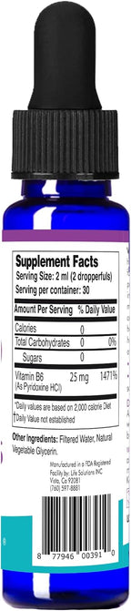 Life Solutions Vitamina B6 Piridoxina HCI 25 mg – Complemento de Vitaminas B, 60 ml