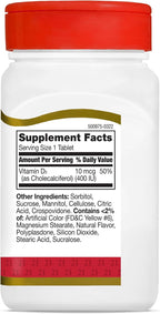 21st Century Vitamina D3 400 UI Comprimidos Masticables Sabor Naranja, 110 Comprimidos (Paquete de 2)