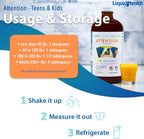 LIQUIDHEALTH Attention, Multivitamínico Líquido para Niños y Adolescentes - Sabor Mango-Mandarina, Vegano, Sin Azúcar (Pack de 2)