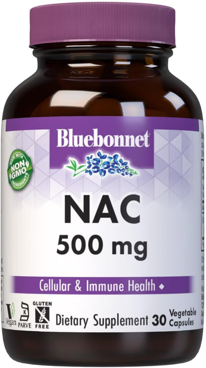 Bluebonnet NAC 500 mg Cápsulas Vegetales, 30 – Forma: Cápsulas vegetales (celulosa vegetal) – Image 1