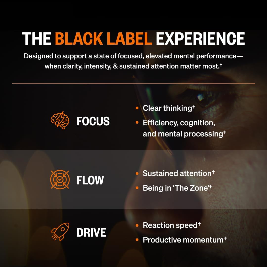 ONNIT Alpha Brain Black Label Cápsulas, Suplemento Cognitivo con Citicolina, Melena de León y Luteína, 80 Unidades
