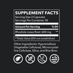 LifeSeasons Rhodiola Root 600mg – 60 Cápsulas Veganas