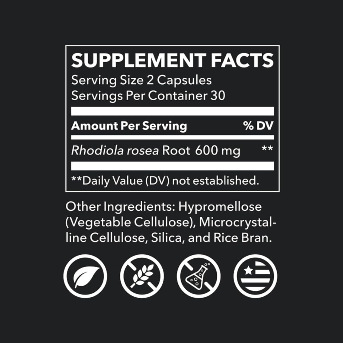 LifeSeasons Rhodiola Root 600mg – 60 Cápsulas Veganas