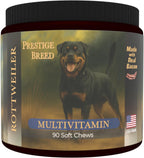 Multivitamínicos Prestige Breed, Nutrición Equilibrada para tu Rottweiler, 90 unidades, Fabricado en EE. UU. con Auténtico Bacon