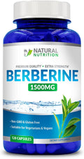 Natural Vitamin Extra Strength Berberine HCL 1500mg 120 Cápsulas Sin Gluten Non-GMO