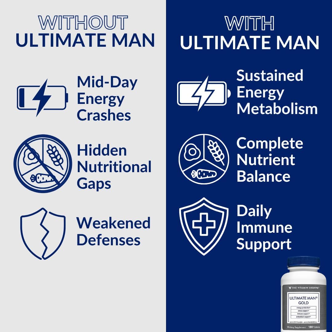 The Vitamin Shoppe Ultimate Man Multivitamínico para Hombres - 180 Comprimidos