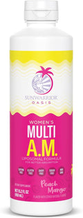 Sunwarrior Liquid Multivitamins for Women – Multivitamínico Líquido para Mujeres con Vitaminas B, D3, Lion's Mane y Ginseng, Sabor Melocotón Mango (30 Dosis)