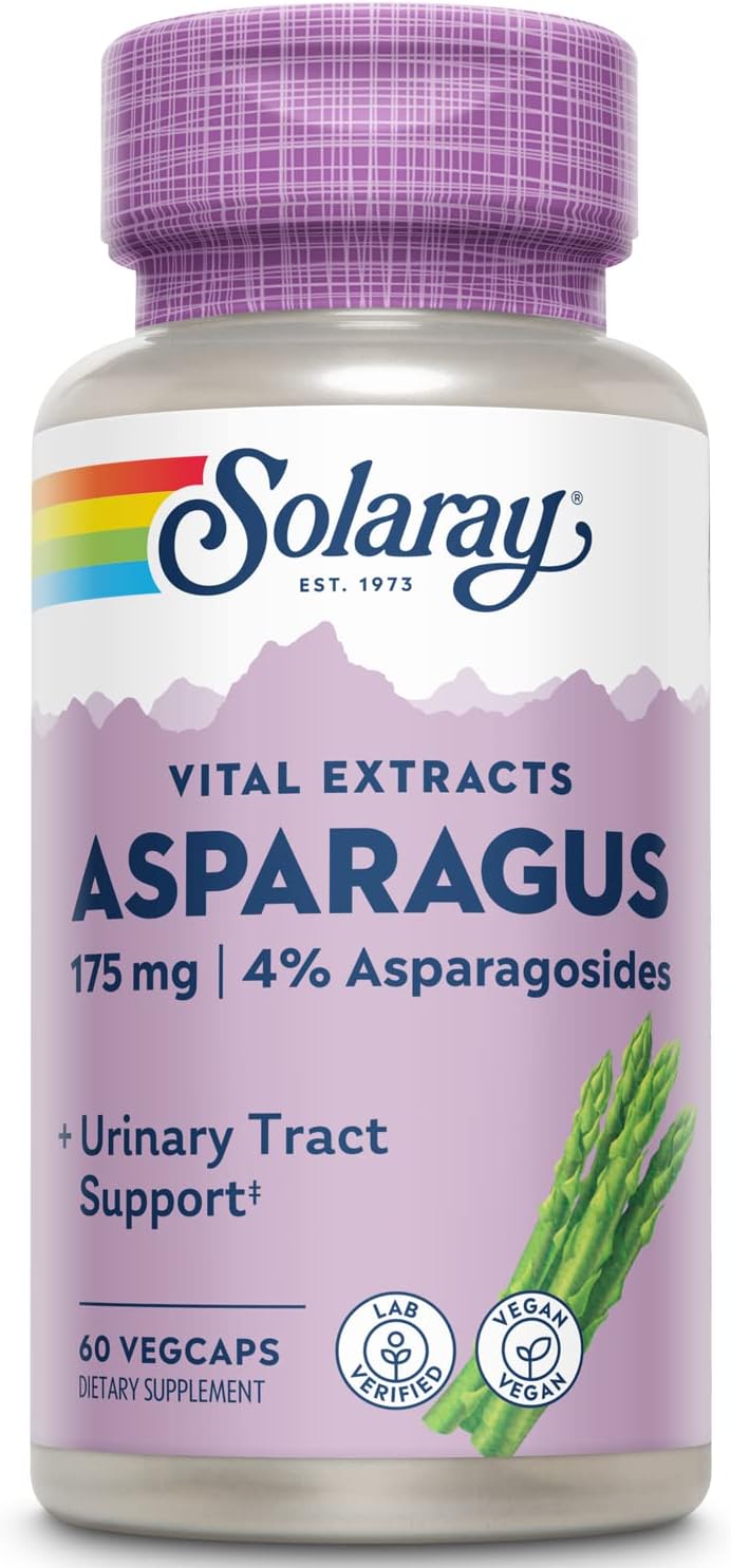 SOLARAY Asparagus 175 mg - Extracto de Raíz de Espárrago - 60 Cápsulas Veganas